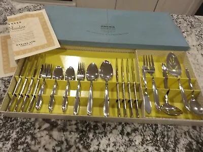 Vintage ONEIDA Stainless Complete 55 Piece Flatware Set 1960? RARE NEW In Box • $99.99