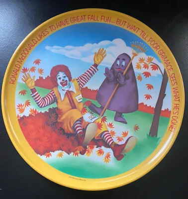 Vintage 1977 Ronald McDonald Plate Ronald McDonald Likes To Have Great Fall Fun • $19.99