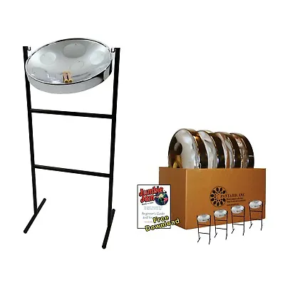 Jumbie Jam Steel Drum Educators 4-Pack – Tube Floor Stands - Chrome Pans (G) • $1274.95