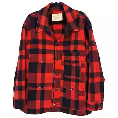 Filson Mackinaw Cruiser 60s Vintage Union Made Buffalo Plaid Red Black Men's XXL • $375