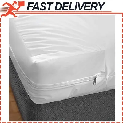 Bed Cover Twin Size Fitted Sheet Zippered Plastic Mattress Protector Waterproof • $15.69