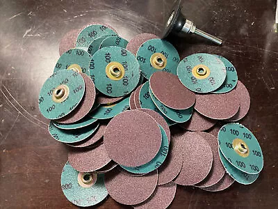 $35 • Buy 100 DISC LOT 3M Roloc Abrasive Sanding Die Grinder Discs  2  100 Grit W/ Mandrel