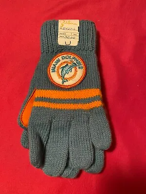 Vintage 70s 80s NFL Miami Dolphins Gloves Winter NOS Size Small? • $74.95