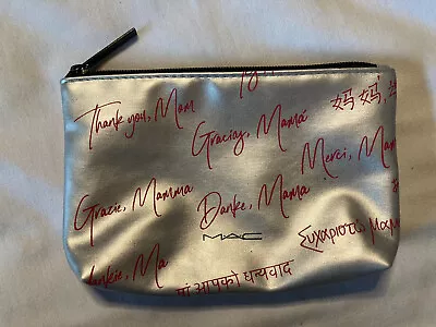 MAC Silver Mom Mama Mamma Cosmetic  Make Up Brush Pouch Bag Case ZIP UP • $14.89