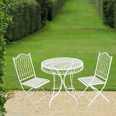 Shabby Chic Bistro Set Garden Furniture Set Metal Patio Garden Table And Chairs • £203.99