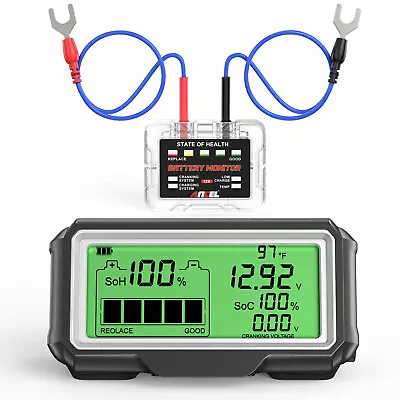 Wireless Transmission LED Monitor 12V Battery Tester Charging Cranking Analyzer • £35.59
