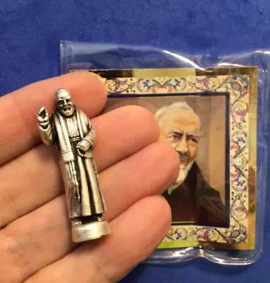 Saint Padre Pio Pietrelcina Silver Metal Saint Pocket Healing TOKEN Icon Prayer • $10.28