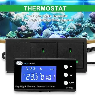 Dimming Reptile Digital Temperature Controller Day & Night Thermostat Timmer LCD • £30.25