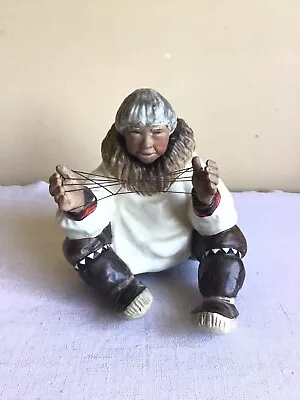 Vintage Signed 1972 C Alan Johnson Issac Eskimo Male Hand Painted Figurine 6 H • $314.99