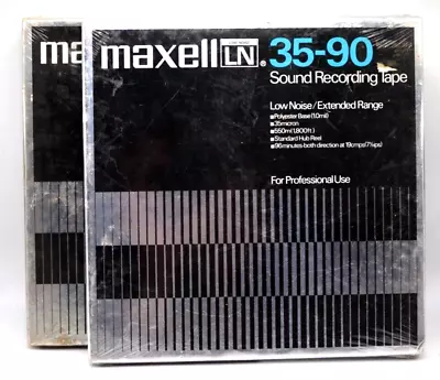 Lot Of 2 SEALED Maxell LN 35-90 Sound Recording Tapes (1800 Ft Each) - FREE S/H • $74.99