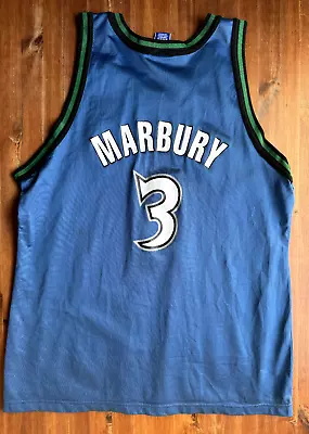 Stephon Marbury Minnesota Timberwolves Vintage NBA Champion Jersey 90s Size 48 • $20