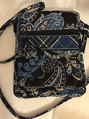 Vera Bradley Retired Rare Windsor Navy Blue Mini Hipster Bag • $45