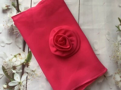 £3.50 • Buy Plain Hot Pink Chiffon Scarf Rosette Hair Clip Set Fabric Headband Neck Tie Bow