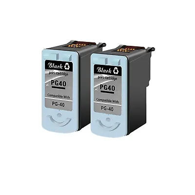 2PK PG-40 Black Ink Cartridge For Canon PIXMA MX300 MX310 IP1600 IP1700 IP1800 • £32.26