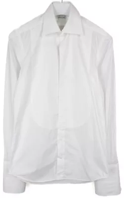 SUITSUPPLY  Egyptian Cotton Formal Shirt Men's 38-7 / 15L Pique Bib Tuxedo White • £9.50