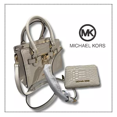 Michael Kors Hamilton XS Satchel Crossbody Bag + Card Case Wallet In Light Cream • $179