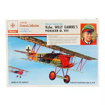 Renwal German Fighter Ace Vzfw. Willy Gabriel's Fokker D. VII 1/72 Scale No. 270 • $29.99