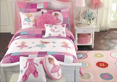 Ballerina Girls Reversible Cotton Quilt Set Bedspreads Coverlet • $25.99