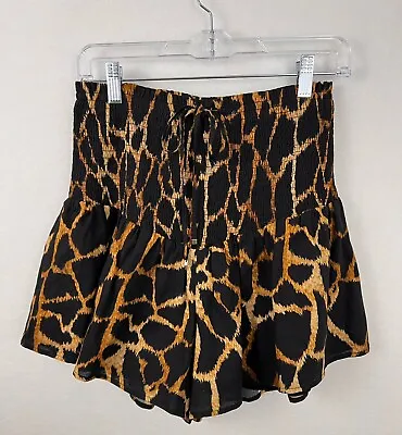 MILLY Womens Leopard Print High Waisted Shorts Lined Tie Waist Wide Leg Size M • $79.95