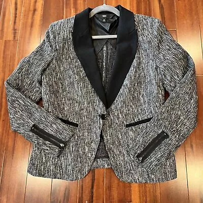 Mossimo Grey Black Blazer Textured Lined Metallic Business Tweed Size 12 • $28