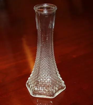 E.O. Brody Clear Glass Vintage Diamond Point Hexagon Vase #175 • $5.99