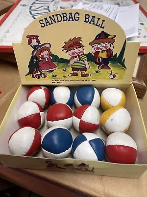 Vintage Case Of 12 LEATHER HACKY SACK FOOTBAG Leather IN RED Blue Yellow • $54