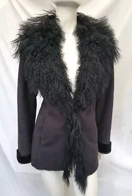 Afghan Vintage Penny Lane Style Lady's Hippie Jacket Real Mongolian Fur Sz 14 • $118.22