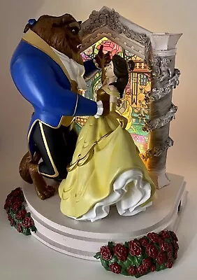 $173.97 • Buy BEAUTY AND THE BEAST Light-Up LED Figure Disney Showcase NIB Stain Glass Scene
