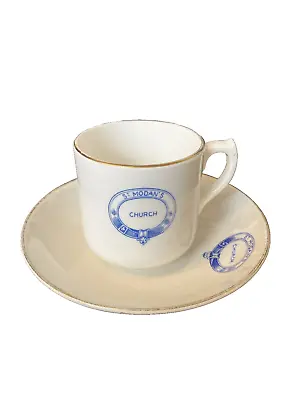 Salisbury White Bone China Cup & Saucer Set St Modan's Church - FREE POSTAGE • £12.95