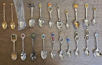 Lot Of 21 Vintage Souvenir Mini Spoons..States & More.see All Pics/ Description  • $39.99