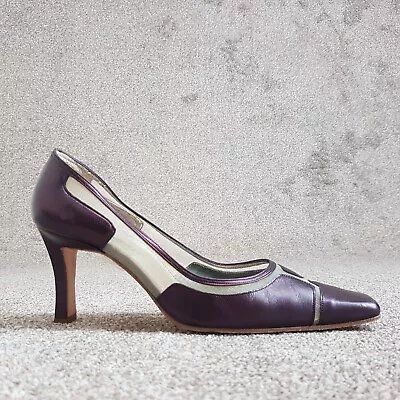 Magrit Court Shoe UK 6.5 Metallic Purple Full Leather 3  Heel • £20