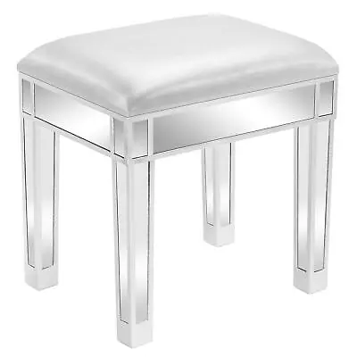 Mirrored  Vanity Stool Dressing Makeup Stool Padded Bench Piano Seat Chair • $85.90