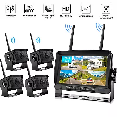 1080P Wireless RV Backup Camera System 7  DVR Monitor For Truck Trailer Camper • $169