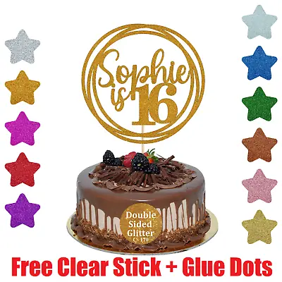 £0.99 • Buy Personalised Cake Topper Circle Design Any Age Name 16th 18th 21st 30th 40 60 80