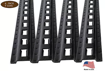 4 Pk 5' Black Powder Coated Vertical E-Track Steel For Cargo - Made In USA • $89.99