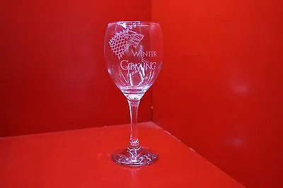 £12 • Buy Laser Engraved Wine Glass Game Of Thrones Stark Dire Wolf Winter Is Coming Motto