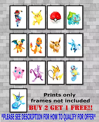 Pokemon Children's Bedroom Wall Art Poster Print Picture Gift A5 A4 A3 • £3