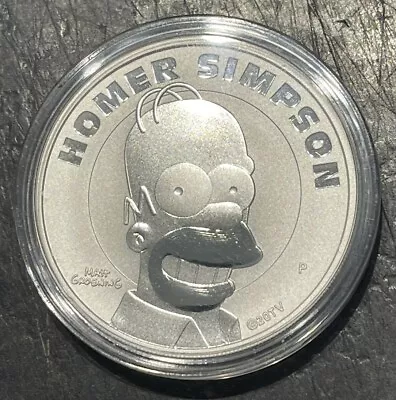 2022 1$ Homer Simpson 1oz 9999 Silver Coin In Capsule BU UK Seller H2 • £24