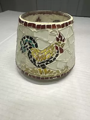 Vintage Glass Home Interiors Candle  Lamp Shade Top Rooster Mosaic • $14.88