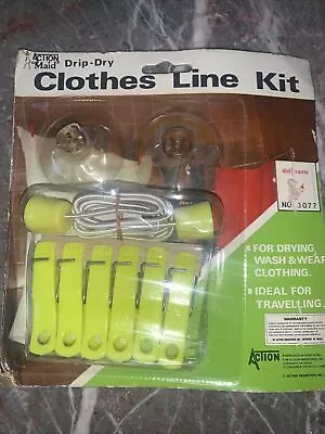 Vintage Kitchen King Drip Dry Clothes Line 6 Clothespins 1977 New Sealed • $9.07