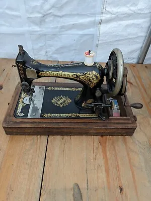 Antique Singer Hand-cranked Sewing Machine Coffin Case K371427 • £39.99