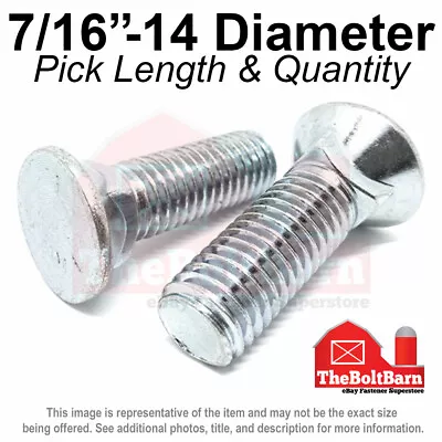 7/16 -14 #3 Flat Round Head Grade 5 Plow Bolts Zinc COARSE (Pick Length & Qty) • $8.29