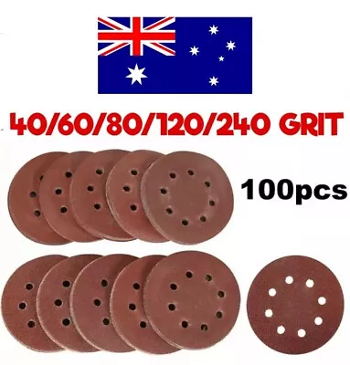 100Pcs 125MM 5  Sanding Disc 40-240 GRIT Orbital Round Sand Paper Sheet MIXED • $23.50