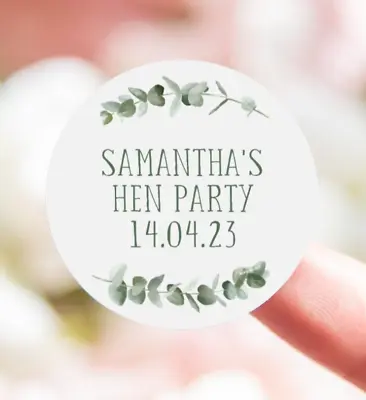 £3.49 • Buy Personalised Hen Party Wedding Eucalyptus Stickers Favour Labels 35x Sticker