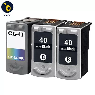 3 REMANUFACTURED INK CARTRIDGE PG40 CL41 For Canon IP1700 IP1800 IP1900 IP2200 • £30.69