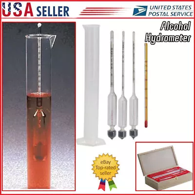 3PC Alcohol Proof Alcohol Hydrometer Meter+Test Jar+Storage Case Whisky Moonshin • $17.49