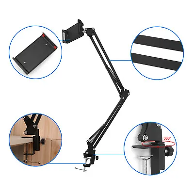 Universal 360° Long Arm Tablet Stand Mount Flexible Lazy Bed Desk Phone Holder • £8.49