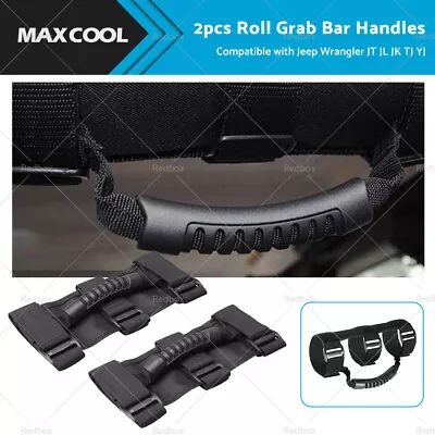 2PCS Off Road Roll Grab Bar Handles Suitable For Jeep Wrangler JT JL JK TJ Black • $23.99