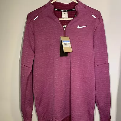 Nike Mens Running Jacket Quarter-zip Therma-Fit Repel Medium Pink Maroon • $50