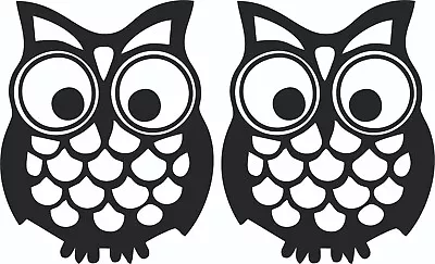 2 Owl-Stickers-Decals-Car-Wall-Mirror-Window-94x116mm Each • £1.99